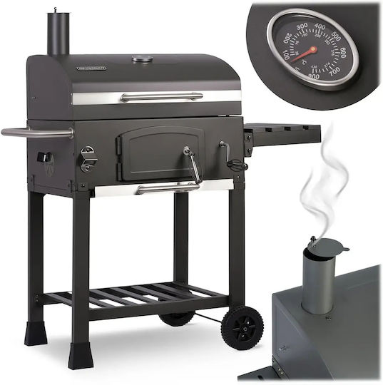 Smartic Rostfreier Stahl Holzkohlegrill mit Thermometer 43x43cm