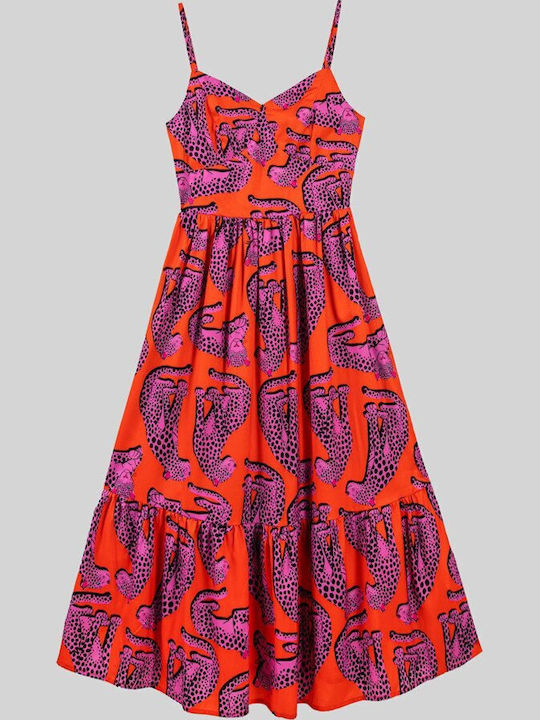 Sommer Midi Damenkleid Orange
