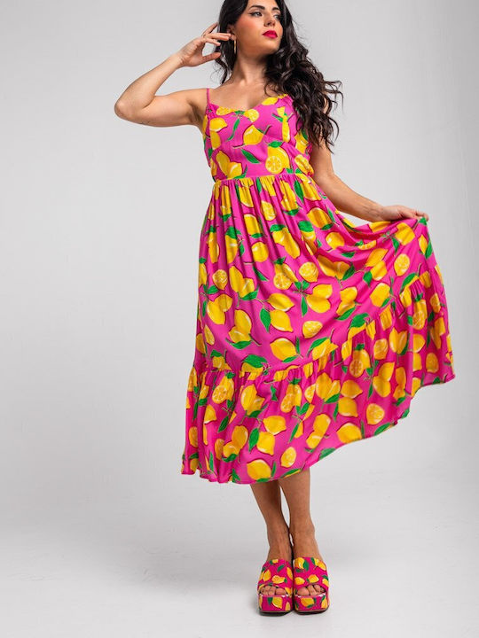 Sommer Midi Damenkleid Zitronengelb