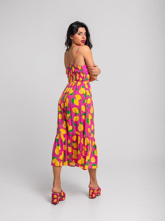 Sommer Midi Damenkleid Zitronengelb