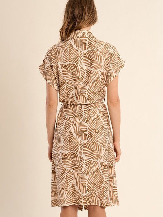 Summer Midi Shirt Dress Camel