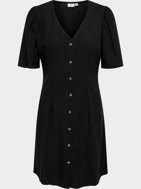 Summer Mini Shirt Dress Black