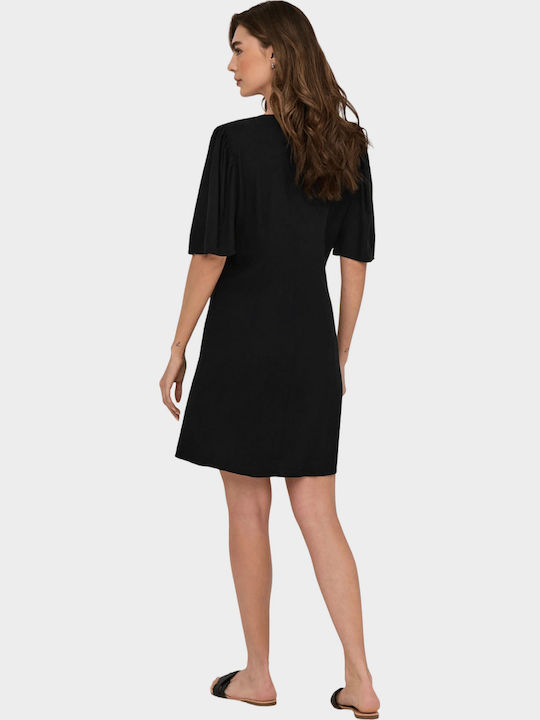 Summer Mini Shirt Dress Black