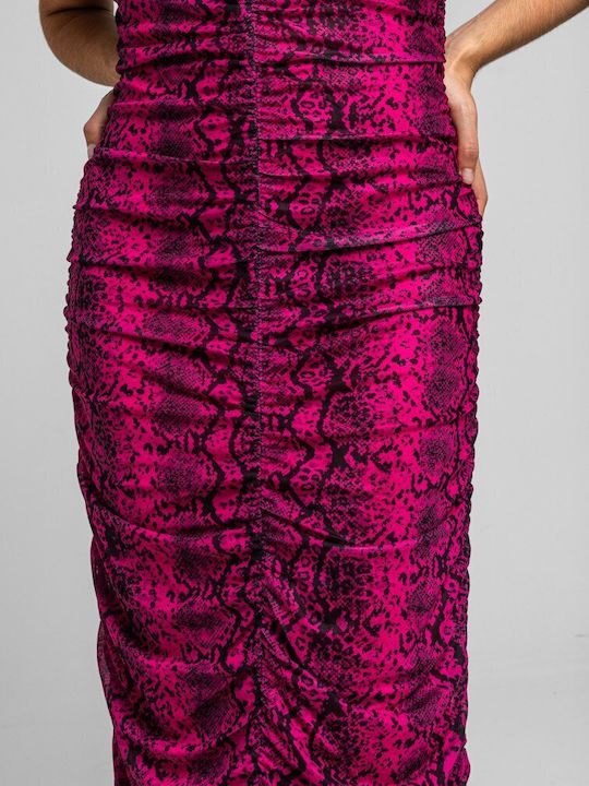 Summer Midi Evening Dress Drape with Tearing Snake