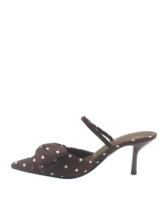 Mules With Heel In Brown Colour