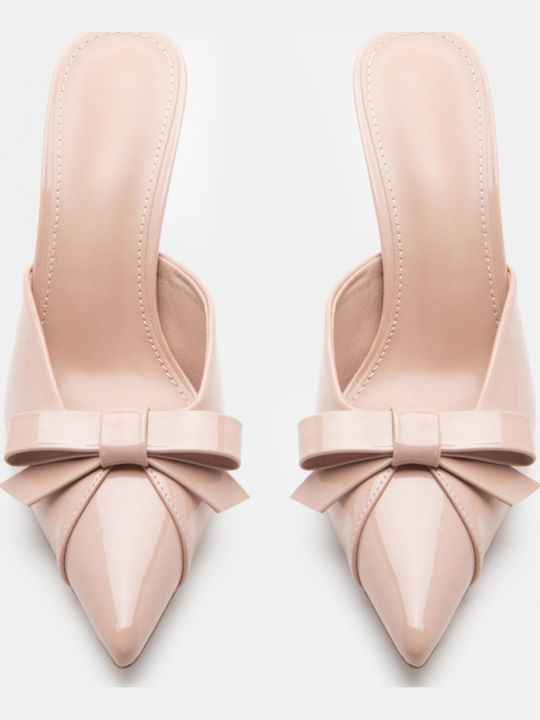 Patent Leather Mules With High Heel In Pink Colour