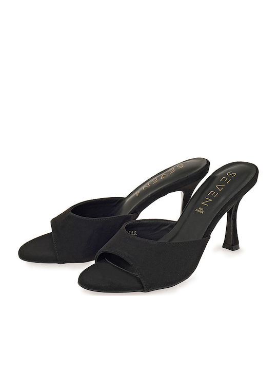 Suede Mules with High Heel in Black Colour