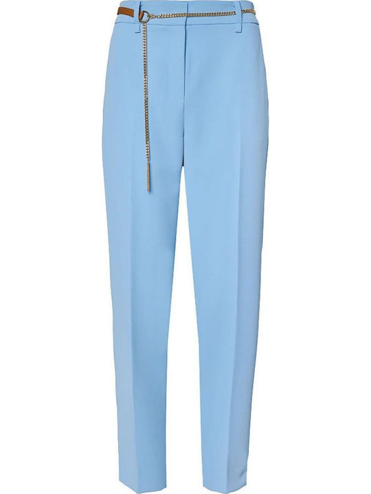 Women's Crepe Trousers in Regular Fit Sky Blue