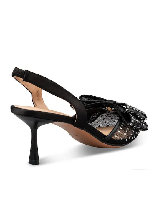 Pointed Toe Heels with Strap Black