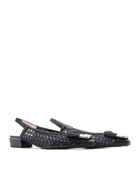 Leder Spitze Zehen Pumps mit Hochem Absatz Schwarz