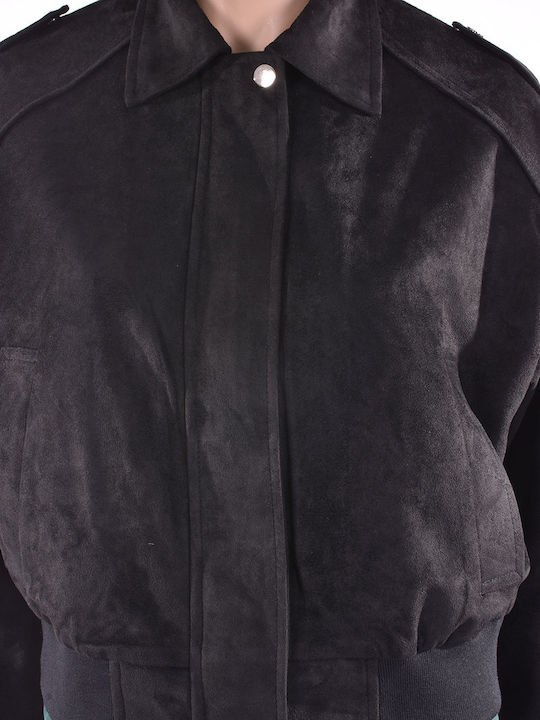 Suede Women's Jacket for Winter Black