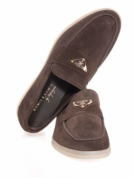 Leather Women's Loafers in Brown Colour