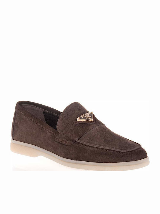 Leather Women's Loafers in Brown Colour