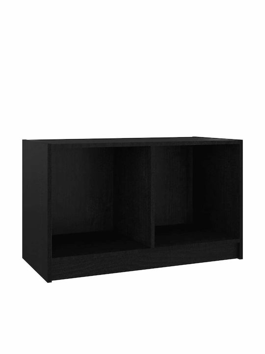 TV Stand from Solid Wood Black Velvet-Black Metal L70xW33xH42cm