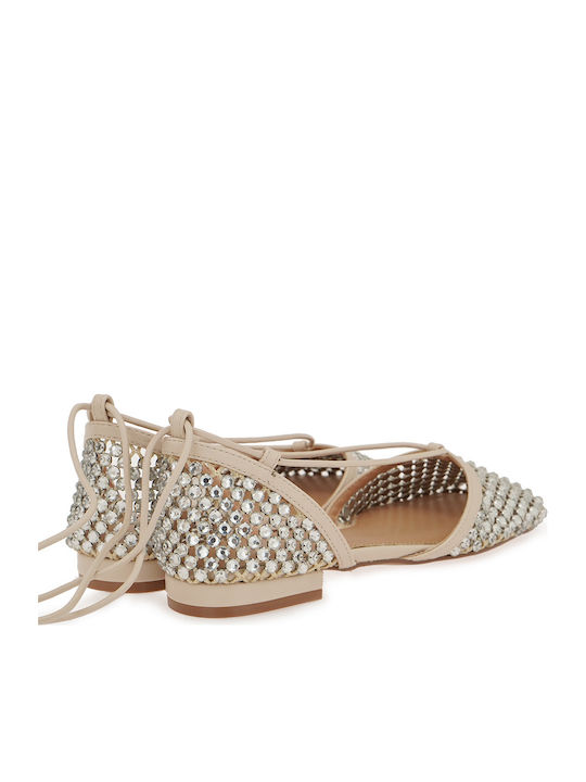 Women's Ballerina Shoes in White Colour W470020313Y9-Clear Strass with Ice H10-97D
