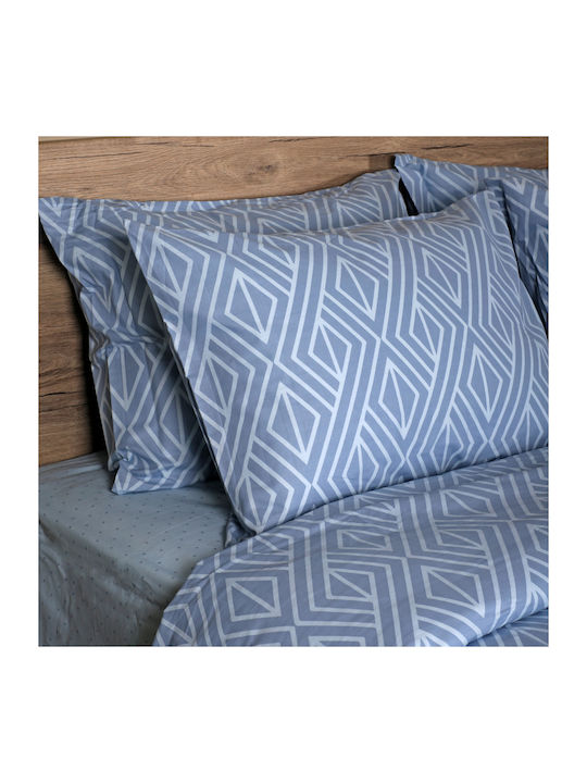White Fabric Parker Σετ Σεντόνια King Size 260x270εκ. Μπλε (4τμχ)
