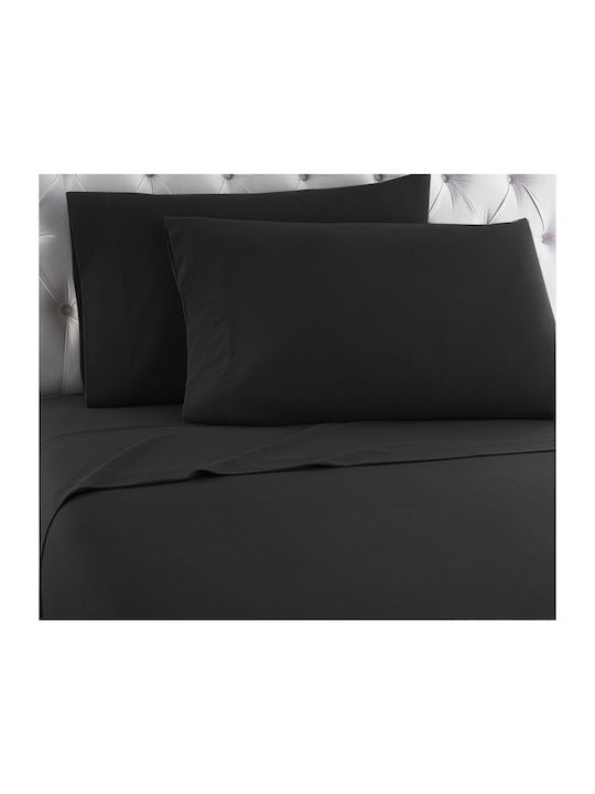 TnS Sheet King Size with Elastic 180x200+30cm. Black