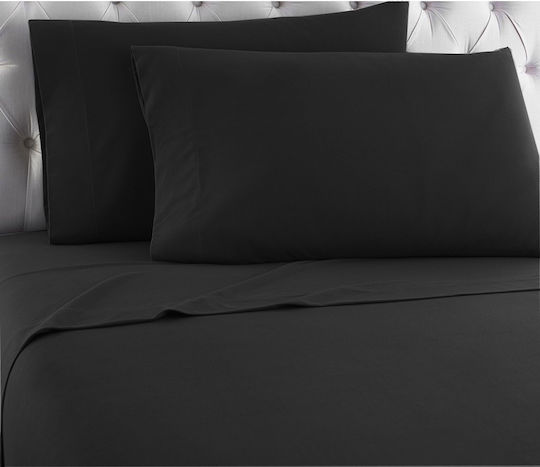 TnS Sheet King Size with Elastic 180x200+30cm. Black