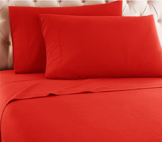 TnS Sheet Super-Double with Elastic 160x200+30cm. Red