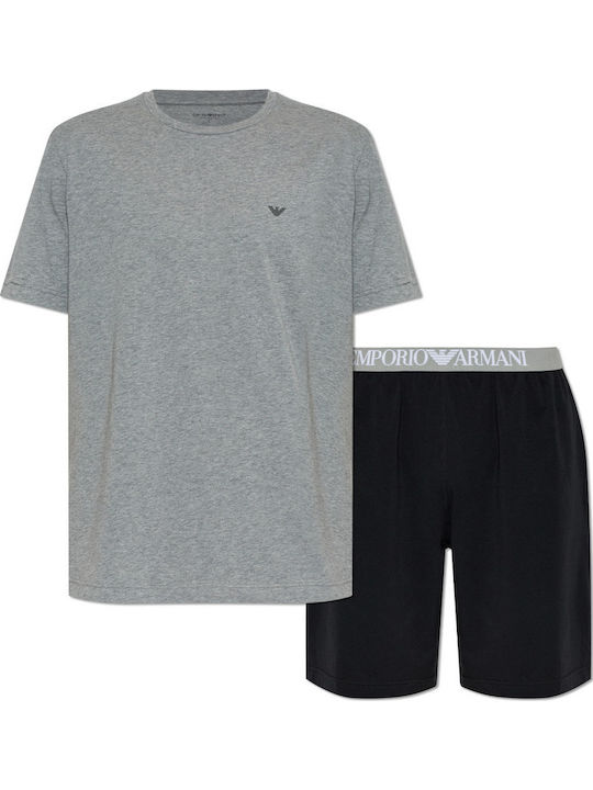 Emporio Armani Winter Men's Pyjama Grey Melange-black