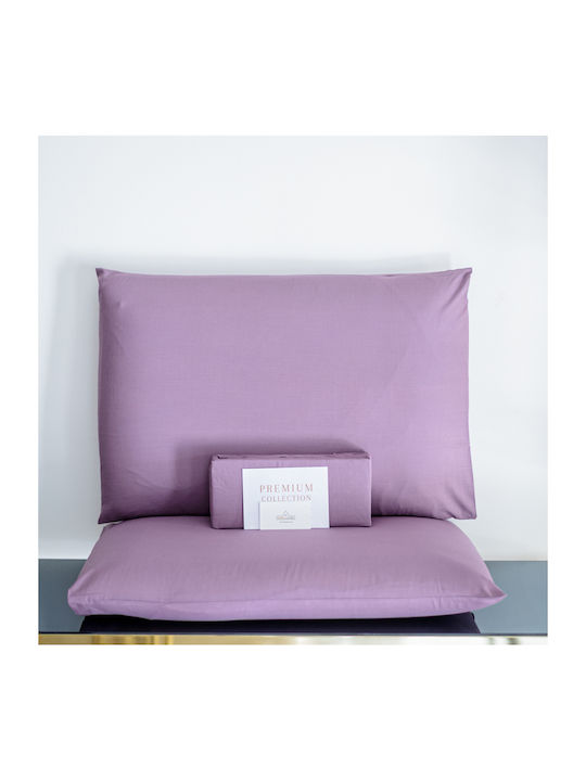 My Home Luxury Semi Double Bed Sheets Set with Rubber Hugger 120x200+25cm Purple 3 Pieces