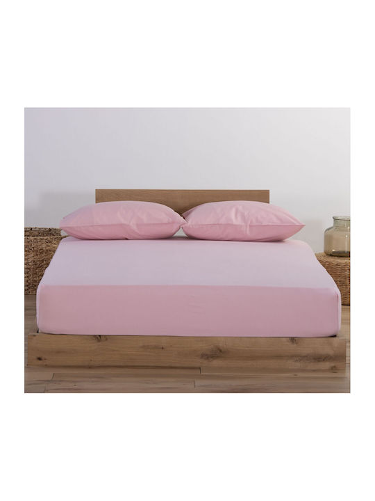 Nef-Nef Homeware Чаршаф Кралица с Ластик 160x200+30см. Jersey 1018 Розов цвят