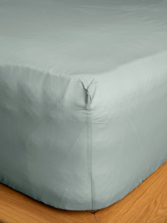 Sunshine Чаршаф King Size с Ластик 180x200+30см. Cotton Feelings 151 Aqua