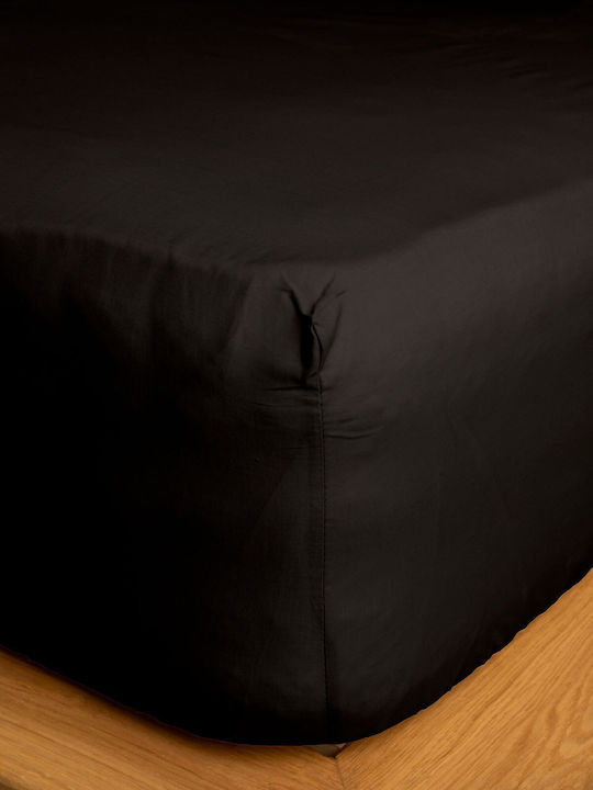 Sunshine Cotton Feelings 151 Σεντόνι Μονό με Λάστιχο 100x200+30εκ. 111 Black
