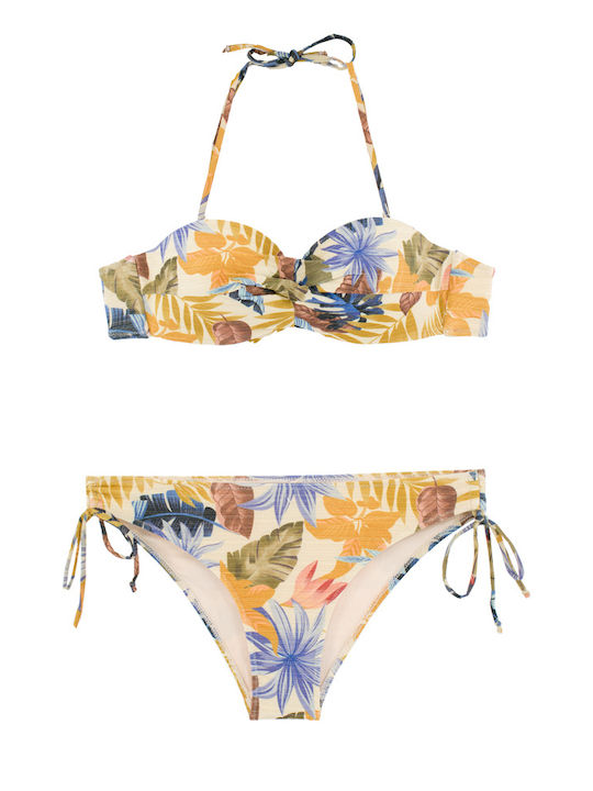Γυναικείο Μαγιό Bikini Push-up Μπανέλα Lurex Glam Μπεζ-μπλε Γυναικείο Μαγιό Bikini Push-up Μπανέλα Lurex Glam Μπεζ-μπλε