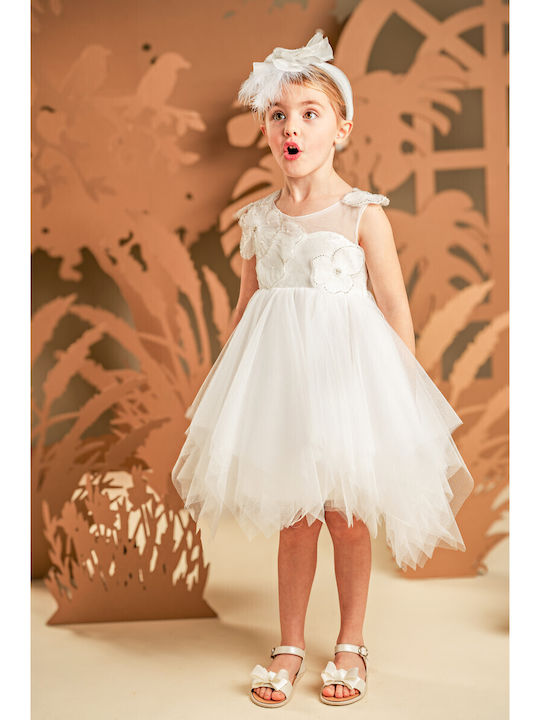 Baby Bloom Бяла Рокля за Кръщене от Тюл
