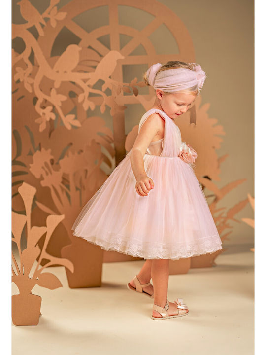 Baby Bloom Ροζ Φόρεμα Βάπτισης από Τούλι