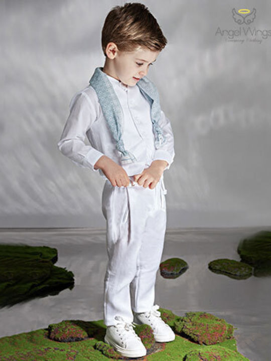 Angel Wings Baptism Suit for Boy Beige