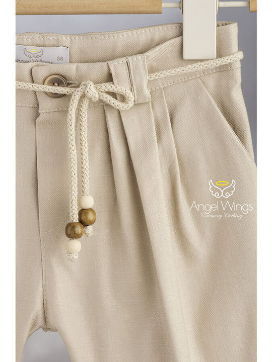 Angel Wings Кръщелнен Костюм за Момче Бежов