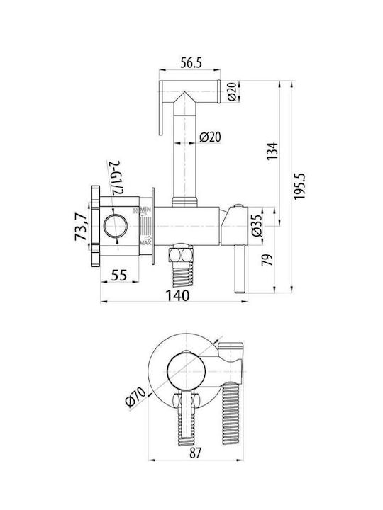 Interflex Επιτοίχια Μπαταρία Μπιντέ Ασημί