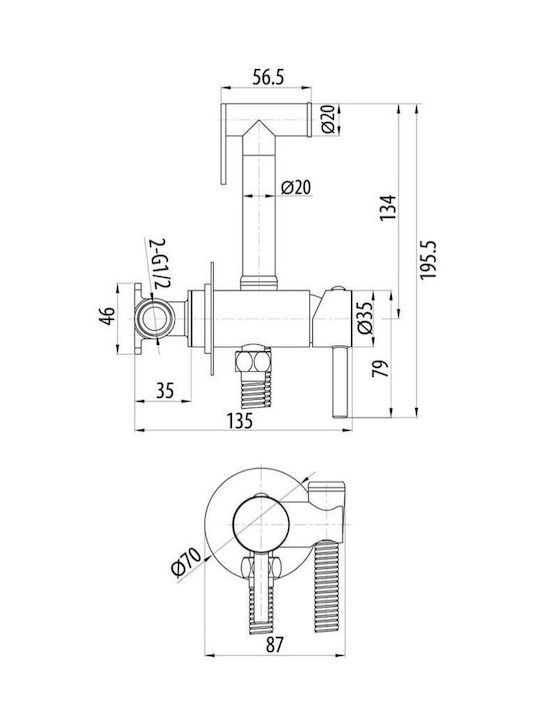 Interflex Επιτοίχια Μπαταρία Μπιντέ Μπρονζέ