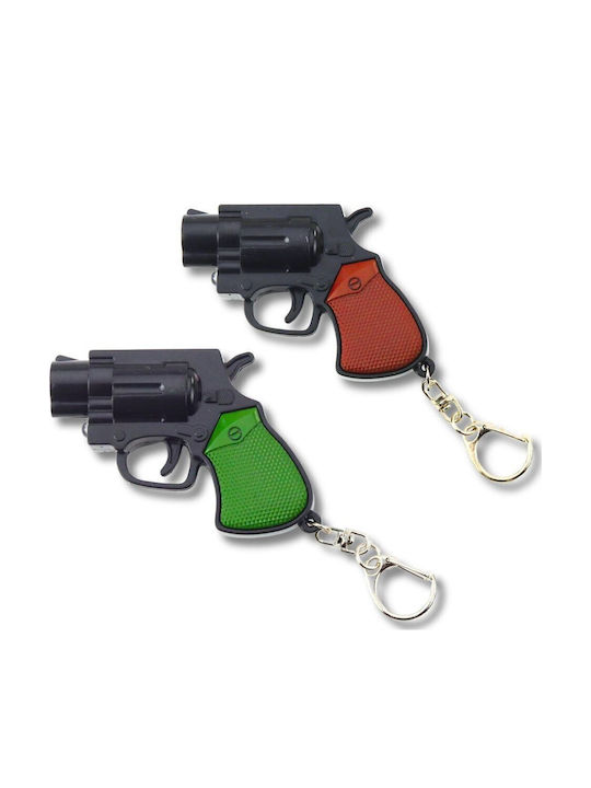 Mini Pistol Revolver Keychain Gadget Led Light Laser 6.5 Cm