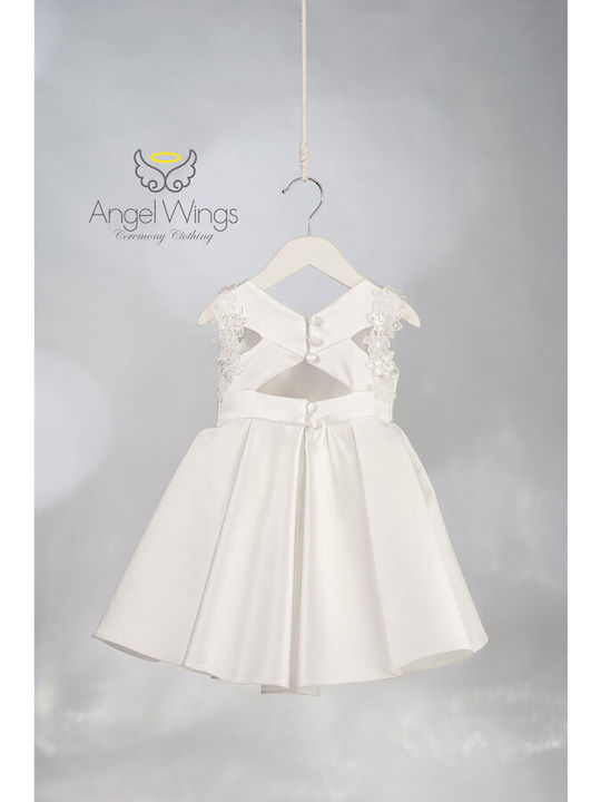 Angel Wings White Baptism Clothes Set with Dress 2 Pieces