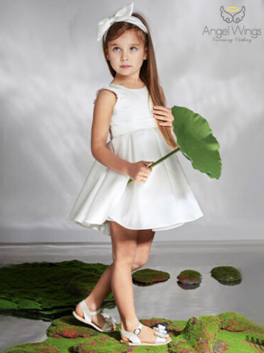Angel Wings White Baptism Clothes Set with Dress 2 Pieces