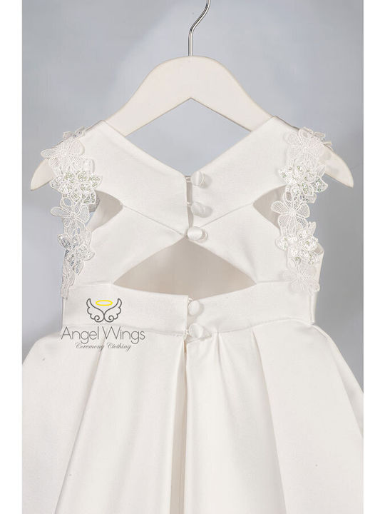 Angel Wings White Baptism Clothes Set with Dress 2 Pieces