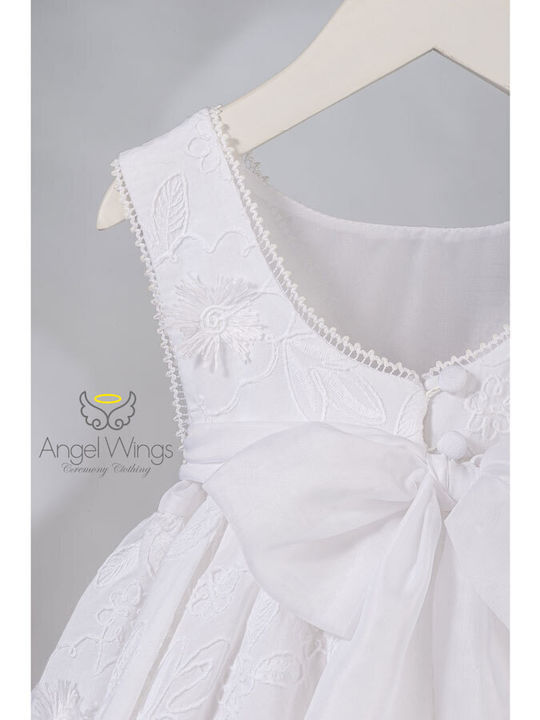 Angel Wings Λευκό Βαπτιστικό Σετ Ρούχων με Φόρεμα 2τμχ