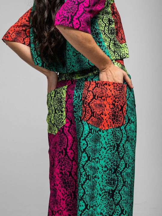 High Waist Midi Skirt Snake