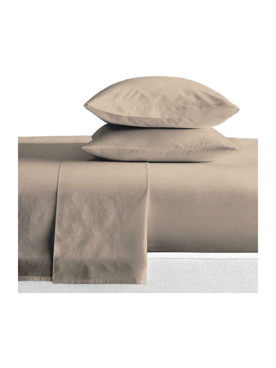 Melinen Sheet for Single Bed with Elastic 100x200+30cm. Urban Mocca