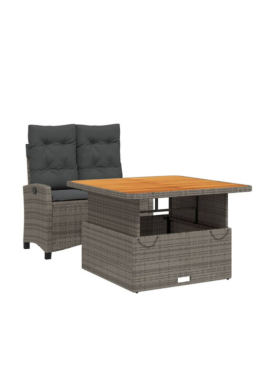 Garden & Outdoor Furniture Sets Dining Room 2 Pieces Gray with Pillows