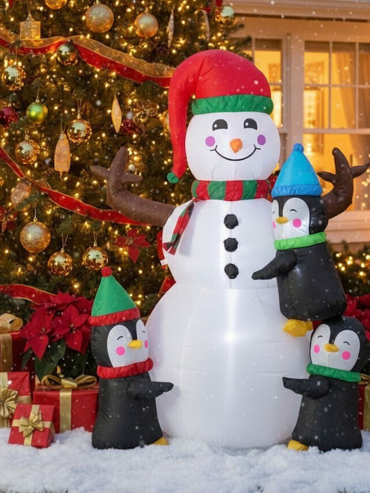 Inflatable Outdoor Snowman Penguins Led Lighting 190 Cm Integrated Compressor White