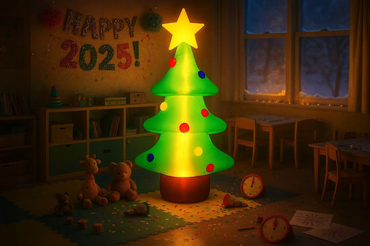 Outdoor Inflatable Christmas Tree Decoration Led Lighting Built-in Compressor 125 Cm Green