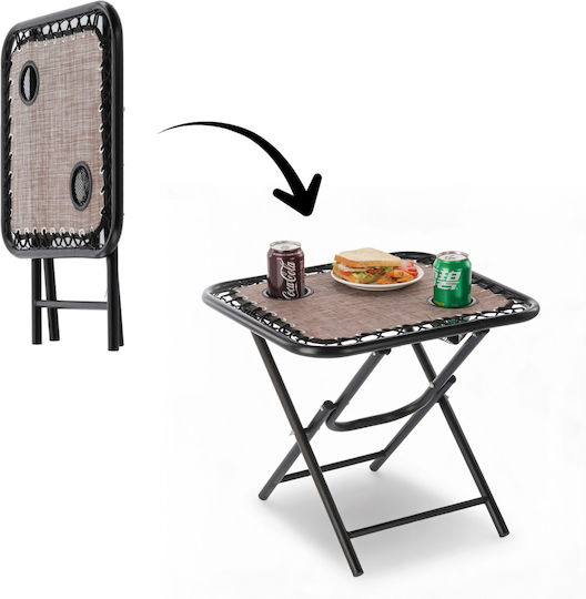 Table for Camping Folding 50x50x50cm Brown