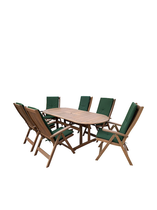 Garten- und Outdoor-Möbelset Typsatz Speisesaal 7 Stück Meranti