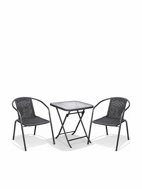 Garten- und Outdoor-Möbelsets für kleinen Balkon 3 Stück Anthrazit
