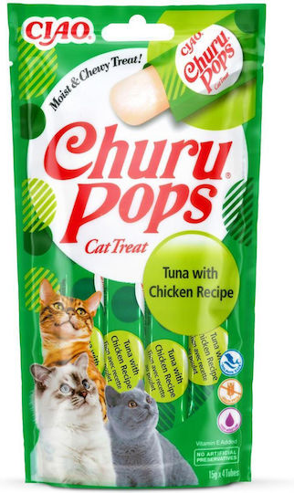 Inaba Churu Pops Treats with Chicken Tuna Chicken 4pcs for Adult Cats 14gr
