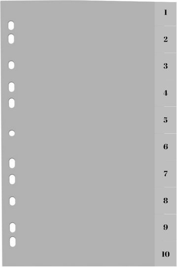 Optima Prod Din Plastic Plastic Index Gri A4 120 Microni Numeric 1-10 Optima